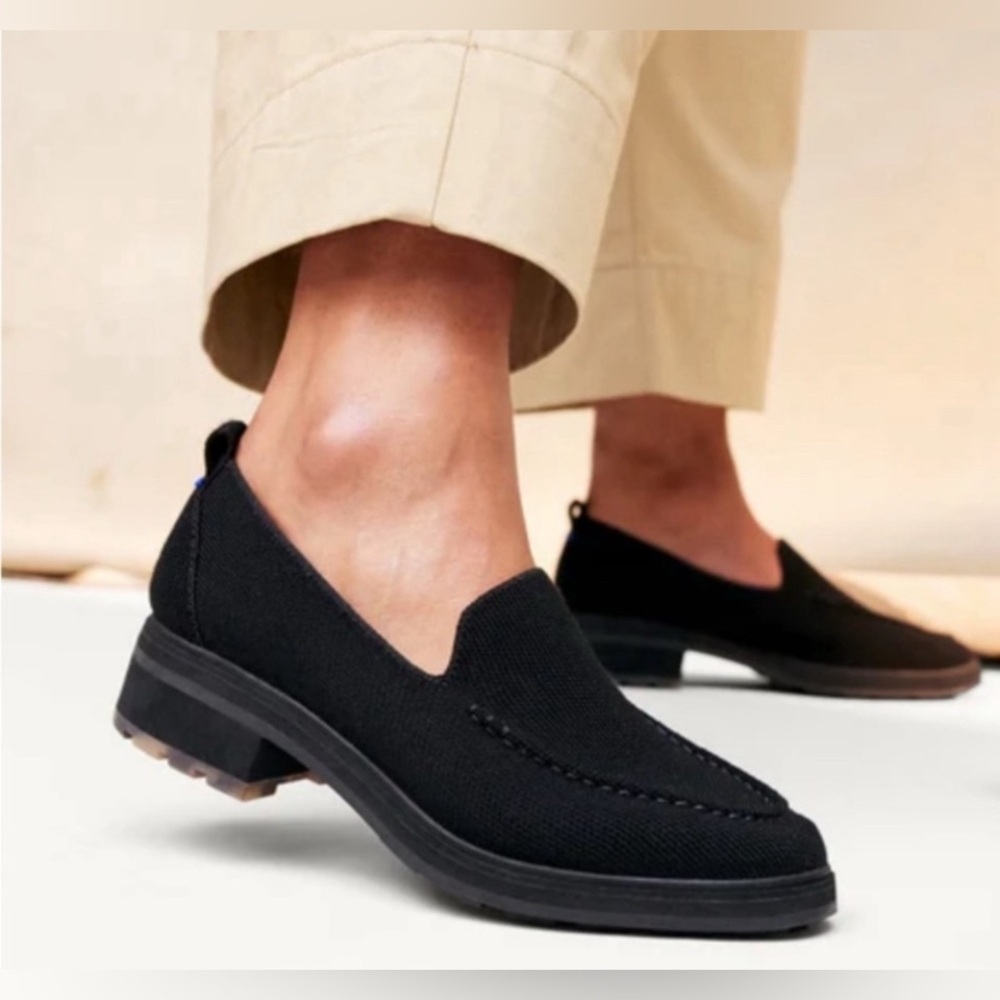 ROTHY’S The Lug Loafer Black Merino Wool Size 8 Chunky Penny Y2K - Picture 9 of 10